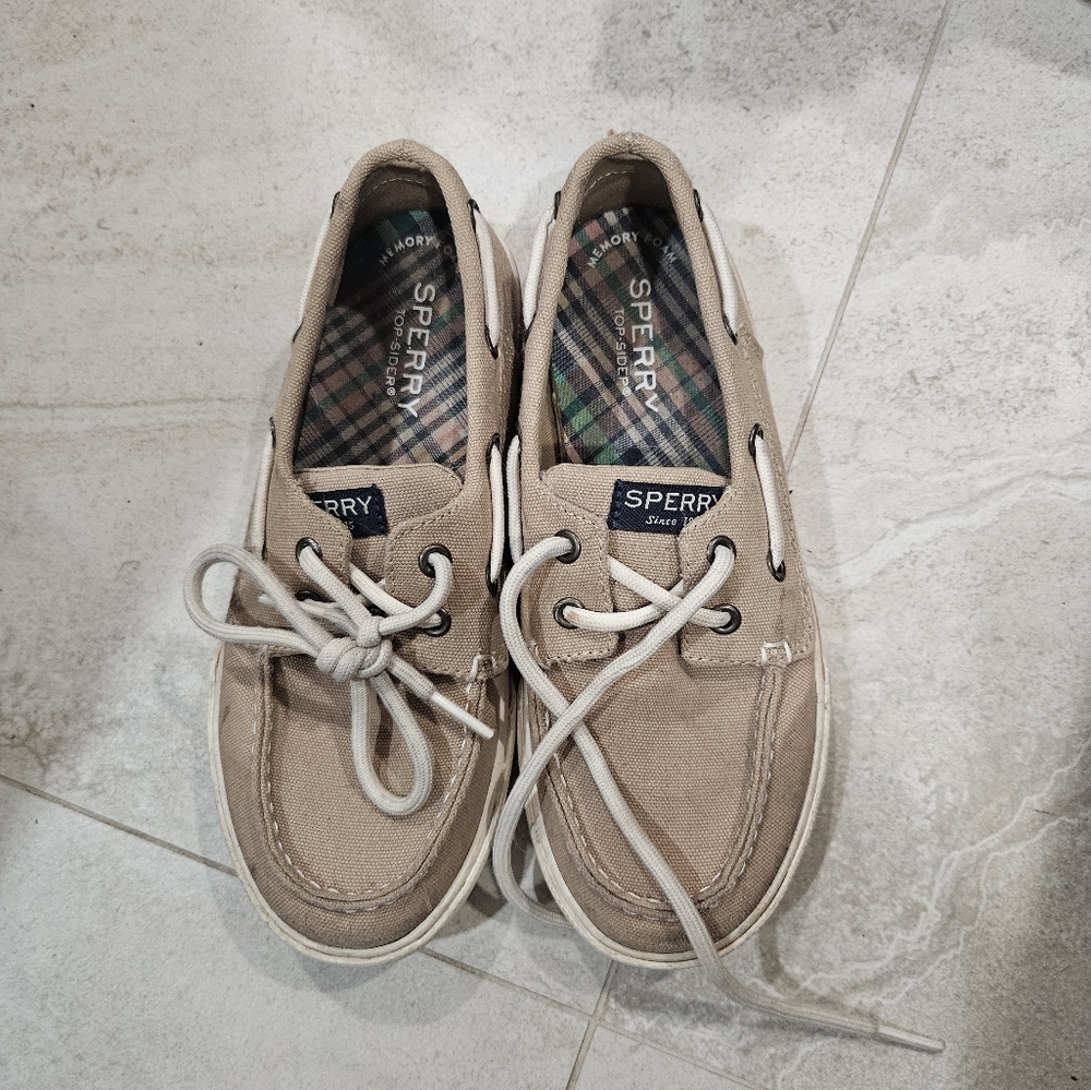 Sperry Boy's Beige Canvas Boat Shoes
